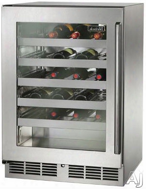 Perlick Signature Series Hp24wo33l 24 Inch Built-in Undercounter Outdoor Wine Reserve With 45 Bottle Capacity, 55 Fulll-extension Wine Racks, Digital Temperature Control And Led Lighting: Stainless Steel-glass, Left Hinge Door Swing