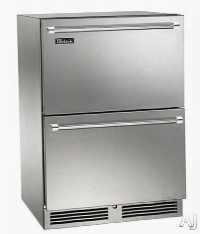 Perlickk Signature Series Hp24zo35 24 Inch Outdoor Undercounter Freezer-refrigerator Drawers With 5 Cu. Ft. Capacity, Dual Temperature Zone, 2 Full Extension Pull-out Drawers, Automatic Hot Gas Defrost And Digital Temperature Control: Stainless Steel