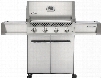 Napoleon Prestige I Series P500NSS2 64 Inch Freestanding Gas Grill with JETFIRE Ignition, Cast Iron Grids, Soft Touch Controls, LIFT EASE Lid, Stainless Steel Heat Diffuser, EASY ROLL Casters, 4 Burners, Side Shelf, 48,000 Total BTUs and 760 sq. in. Cooki