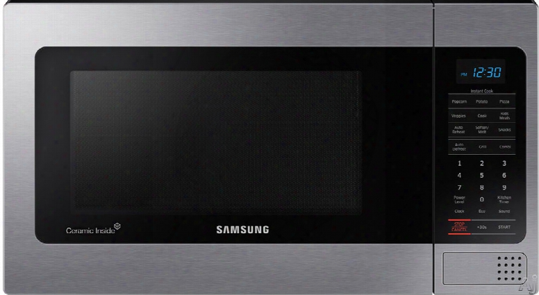 Samsung Mg11h2020ct 1.1 Cu. Ft. Countertop Microwave Oven With 1,000 Watts, 10 Power Levels, Auto Cook Options, Grilling Element, Ceramic Plate, Ceramic Enamel Interior, Auto Defrost, Eco Mode, Triple Distribution System, Glass Turntable And Ceramic Enamee