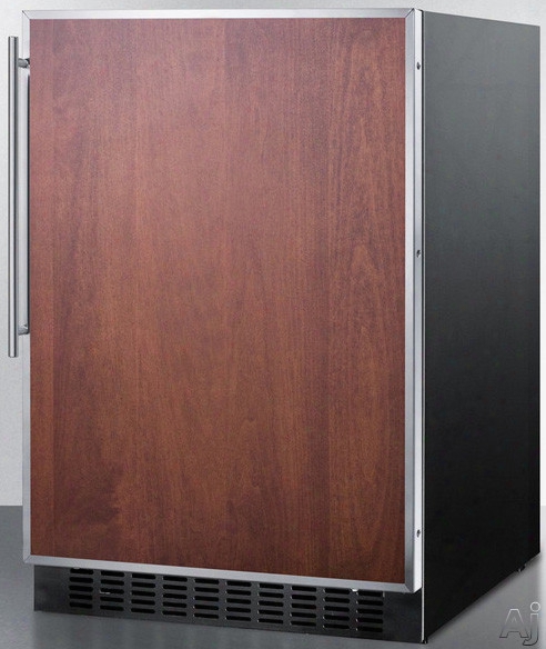 Summit Spr627osfr 24 Inch Outdoor Undercounter Refrigerator With Adjustable Glass Shelves, Digital Thermostat, Door Lock, Internal Fan, Led Lighting, 4.6 Cu. Ft. Capacity, Commercially Approved And Energy Star: Panel Ready, Stainless Frame