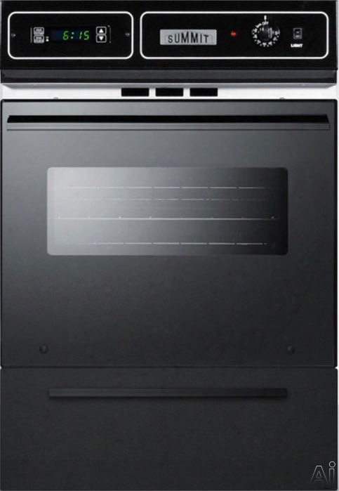 Summit Tem721dk 24 Inch Single Electric Wall Oven With 2.92 Cu .ft. Capacity, 2 Oven Racks, Interior Light, Oven Window, Digital Clock And Timer, Broiler Pan And Grill, Storage Compartment And Manual Clean: Black