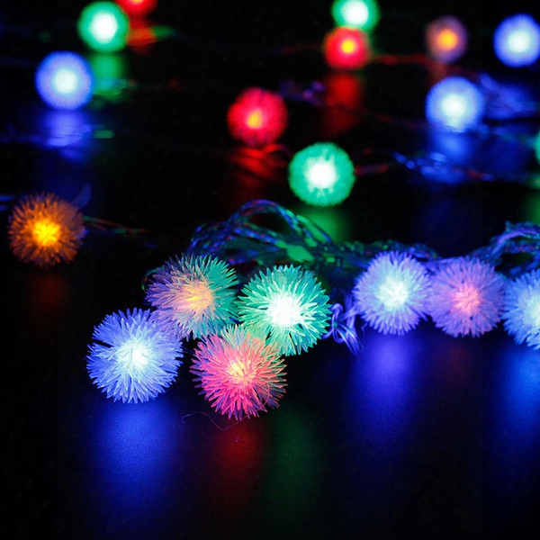 10m 100leds Snow Pompon Led Christmas Lights Fairy Lights Outdoor And Indoor Starry Lighting Decoration Christmas Ornaments