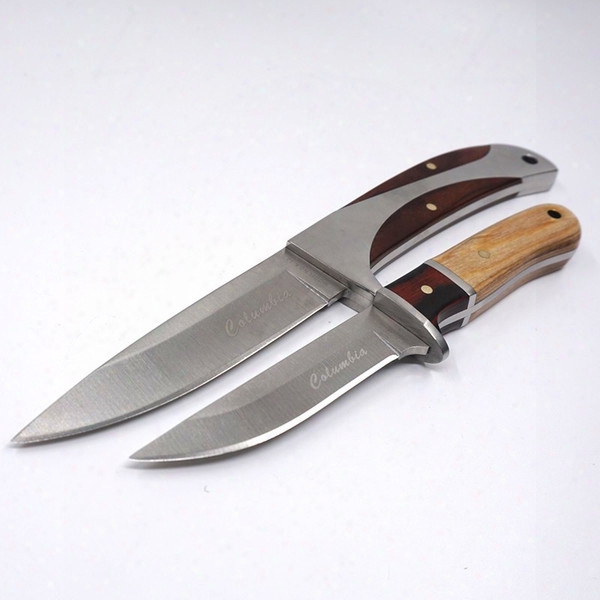 2 Model Fixed Blade Tactical Knife Straight Bowie Knife Hunting Knives Stainless Steel Fixed Blade Wood Handle Outdoor Camping Tools