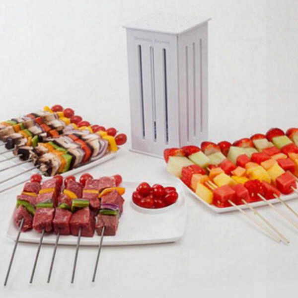 36 Hole Bbq Grill Skewers Food Slicer Bbq Tools Barbecue Brochette Shish Kebab Maker Box Express Tool For Meat Fast Skewers