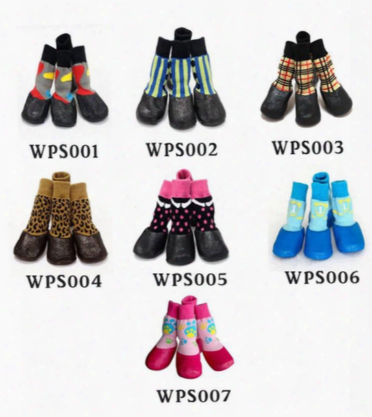 4pcs/set High Quality Pet Snow Boots Cotton Socks Large And Small Dog Waterproof Rain Shoes Non-slip Rubber Puppy Outdoor Socks