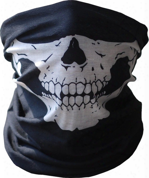 Black Seamless Multi Function Skull Face Tube Mask Scarf Balaclava For Cs Motorcycle Bicycle And Outdoor Sport