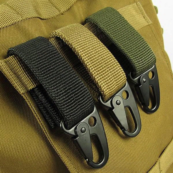 Carabiner Hook Webbing Buckle Nylon Molle Belt Hanging Key Ring Outdoor Tool Black Khaki Army Green A283