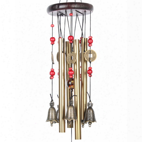 Chinese Traditional Amazing 4 Tubes 5 Bells Bronze Yard Garden Exterior L Iving Wind Chimes 60cm,best Gift