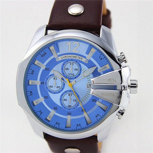 Curren 8176 Skin Watchband Fashion Outdoors Motion Men&#039;s Watch Leisure Personality Watches False Three Eyes Large Dial Quartz Watches