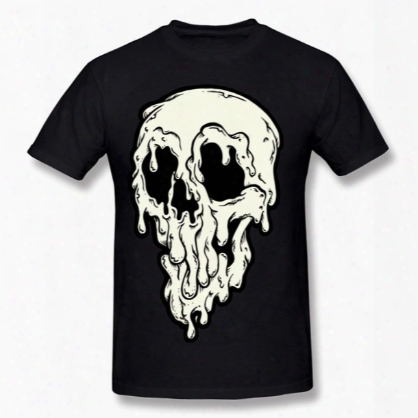 Halloween Horror Print T-shirt Big Drippy Skull Men&#039;s Style Top 100% Cotton New Listed Men&#039;s Outdoor Sports Tops