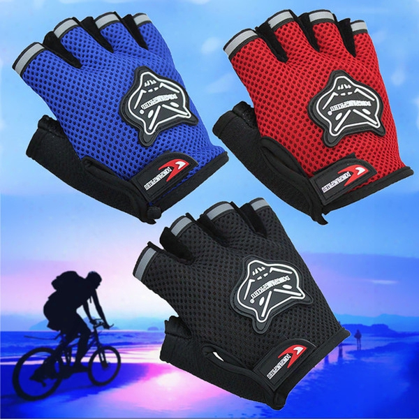 Hot Selling Racing Cycling Gloves Half Fingers Gloves Outdoors Sports Protective Gear Men/children Net Gloves 4colors Free Shipping