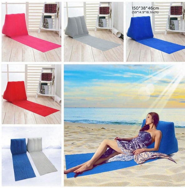 Inflatable Garden Lawn Pad Beach Mat Outdoor Pvc Flocking Triagnle Inflatable Pillow Cushions Pads 6 Color Kka2671