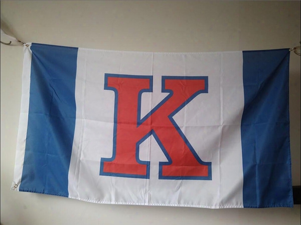 Kansas Jayhawks Flag 90 X 150 Cm Polyester Ncaa Helmet Ku Rock Chalk Outdoor Banner