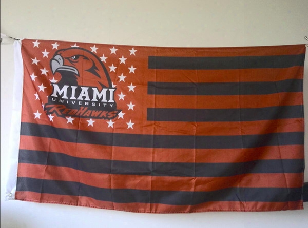 Miami Redhawks Flag 90 X 150 Cm Polyester Ncaa Stars & Stripes Outdoor Banner