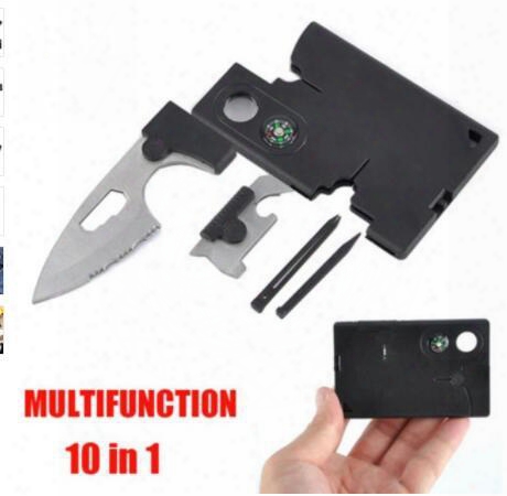 Mini Tool Edc Camp 10 In 1 Multi Purpose Survival Tools Pocket Credit Card Outdoor Camping Knife