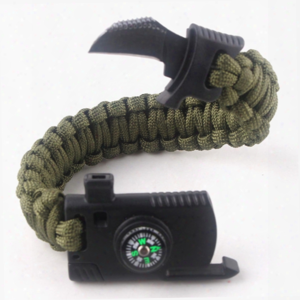 Multifunction Paracord Bracelet Handmade With Knife Whistle Compass Outdoor Campling Emergency Self-defense Wristbands Rope Paracord 550
