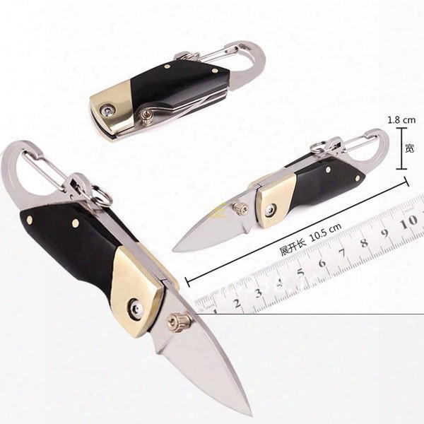 New Mini Pocket Knife Mini Key Buckle Folding Knife Outdoor Survival Tools Stainless Steel Blade Wood Handle Free Shipping