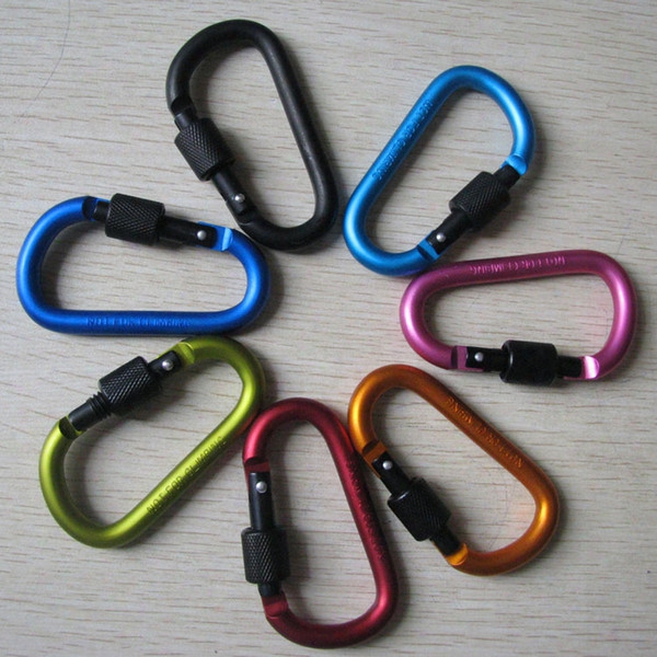 New Outdoor Safety Buckle Aluminum Alloy D-shape Climbing Button Carabiner Snap Clip Hook Keychain Keyring Carabiners Camping Hiking K007