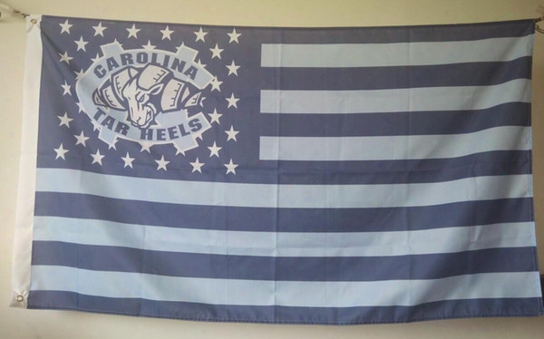 North Carolina Tar Heels Flag 90 X 150 Cm Polyester Ncaa Unc College Stars And Stripes Helmet Outdoor Banner