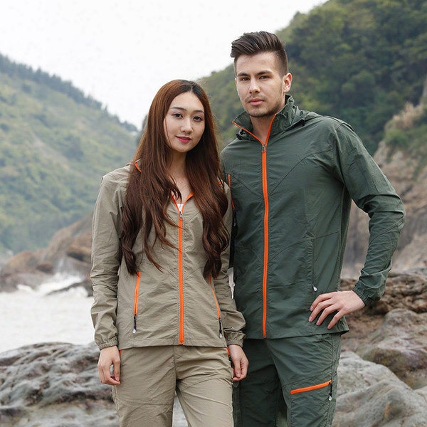 Outdoor Hiking Jacket Suits Waterproof Men Plus Size Windbreaker Quick Drying Women Fishing Jacket Suits Mountaineer Camping