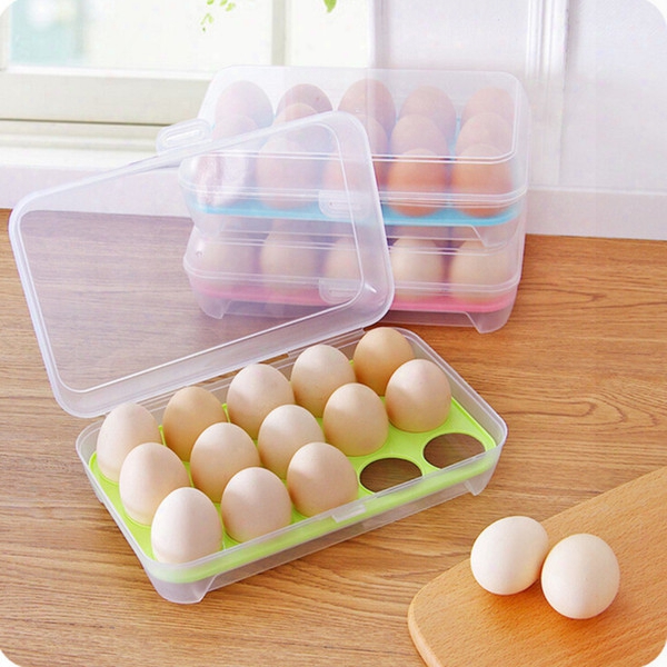 Outcoor Kitchen 15 Grid Egg Storage Box Refrigerator Crisper Egg Protection Box Portable Egg Carriage Container For Camping Picnic