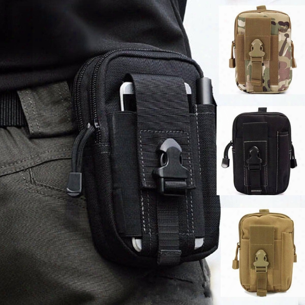 Outdoor Sports Multi-purpose Nylon Utilify Tactical Waist Pouch Poly Tool Holder Edc Pack Camo Bag For Camping, Running, Travelling Black