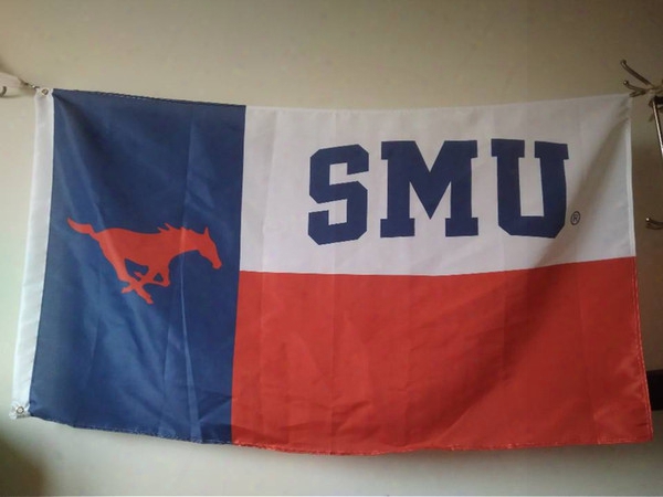Smu Mustangs Flag 90 X 150 Cm Polyester Southern Methodist Ncaa Stars And Stripes Outdoor Banner