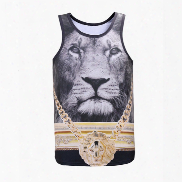 Summer 3d Print Vest Honorable Lion Vest King Of Lions T Shirt Men&gus&boy Tank Tops Casual Male Outdoors Clothing Gym Athletic Fitness Wear