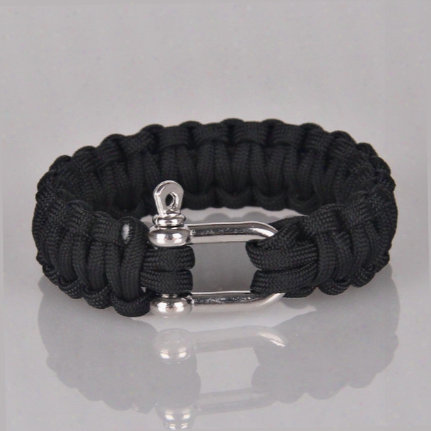 Survival Bracelets Paracord Parachute Camping Bracelet Stainless Steel U Clasp Escape Life-saving Bracele T Hand Made Wristband Outdoor Gear