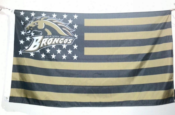 Western Michigan Broncos Flag 90 X 150 Cm Polyester Ncaa Stars And Stripes Outdoor Banner