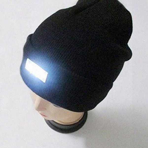 Wholesale- New 5 Led Light Beanies Winter Warm Knitted Woolen Outdoor Sports Hiking Skiing Caps Men Women Unisex Illuminated Hat