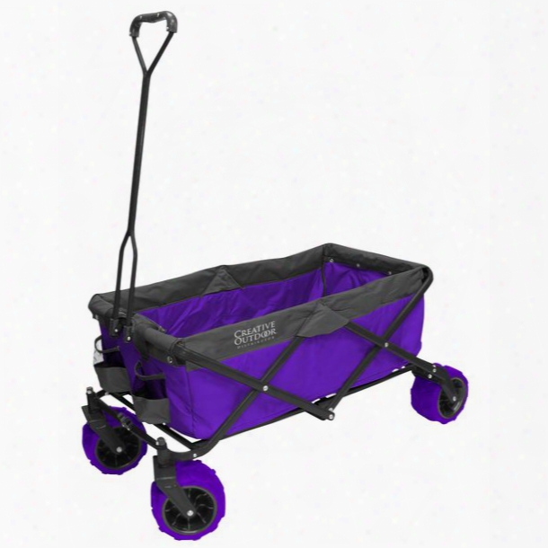 Creative Outdoor Dist. Collapsible Folding Wagon, Purple/gray