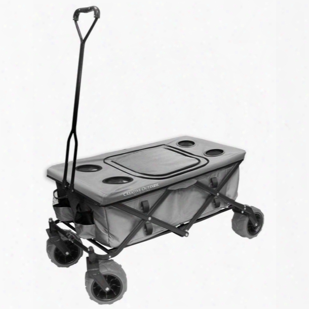 Creative Outdoor Dist. Collapsible Folding Wagon With Tabletop And Cooler, Grey