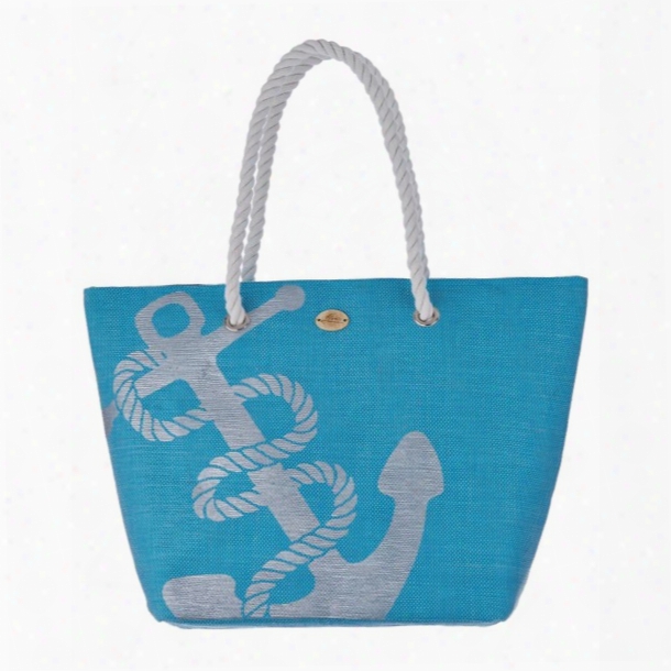 Dorfman Pacific Anchor Emb0ssed Tote Turquoise