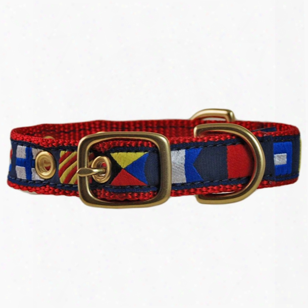 Leather Man Code Flag Embroidered Dog Collar, Red/blue, Xs Red/blue