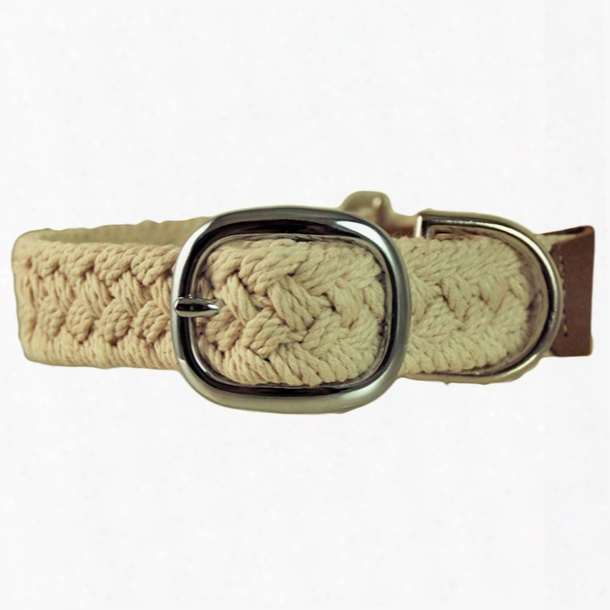 Leather Man Macrame Dog Collar, Natrual, Xs