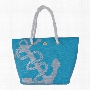 Dorfman Pacific Anchor Embossed Tote Turquoise