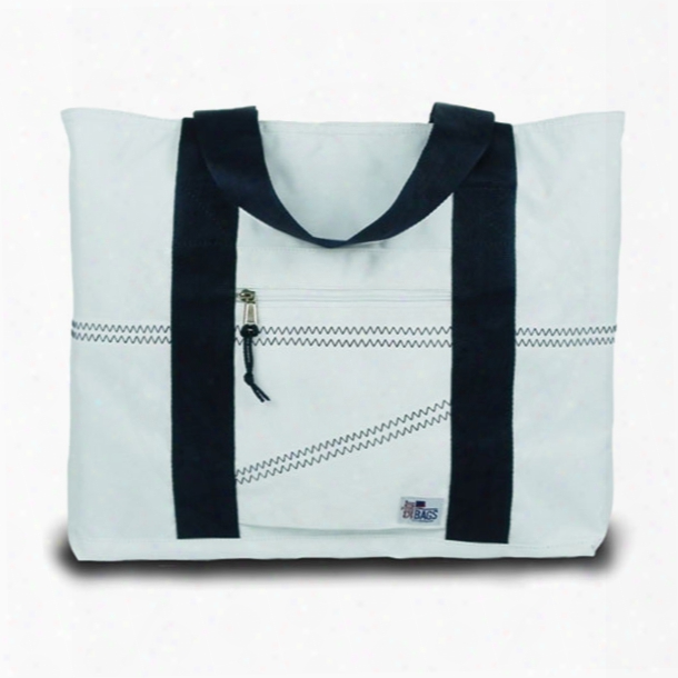 Sailor Bags Large Sailcloth Tote Bag, White/navy