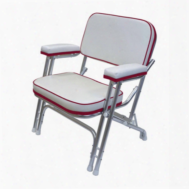 Wise Seating Folding Deck Chair With Aluminum Frame, White/dark Red