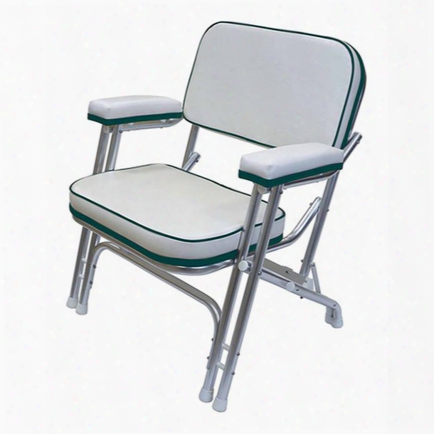 Wise Seating Folding Deck Chair With Aluminum Frame, White/poplar