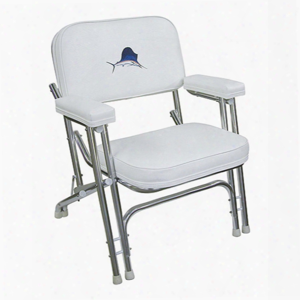 Wise Seating Folding Deck Cuair With Embroidered Sportsfish And Aluminum Frame