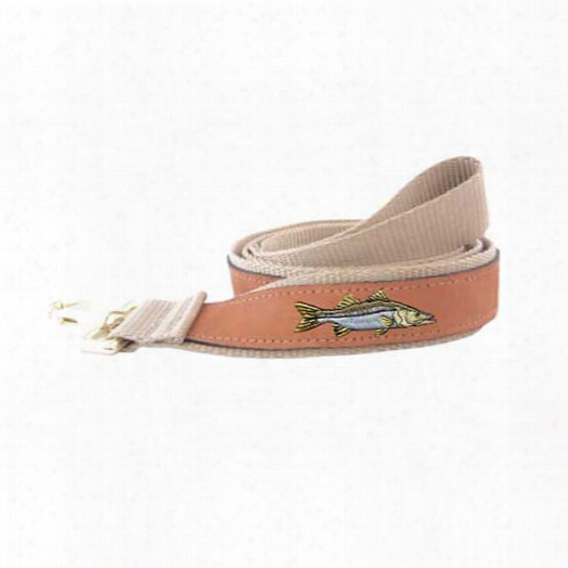 Zeppelin Snook Embroidered Leather Dog Leash Brown/tan