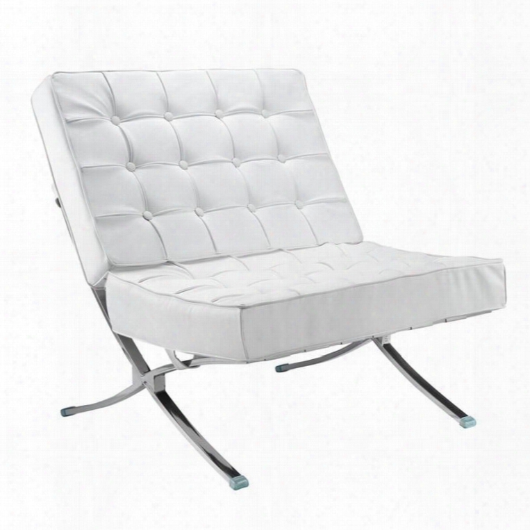 Al10026 Pavilion Lounge Chair With 3/4 Inch Solid Stainless Steel Polished Frame And 100% Italian Leather In