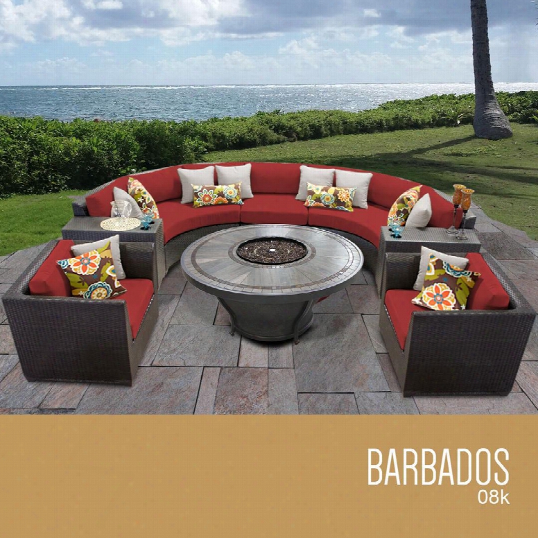 Barbados-08k-terracotta Barbados 8 Piece Outdoor Wicker Patio Furniture Set 08k With 2 Covers: Wheat And Terracotta