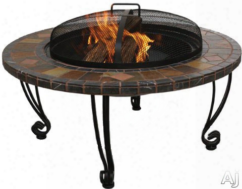 Blue Rhino Wad820sp Outdoor Slate And Marble Wood Burning Firebowl Fire Pit With Copper Accents