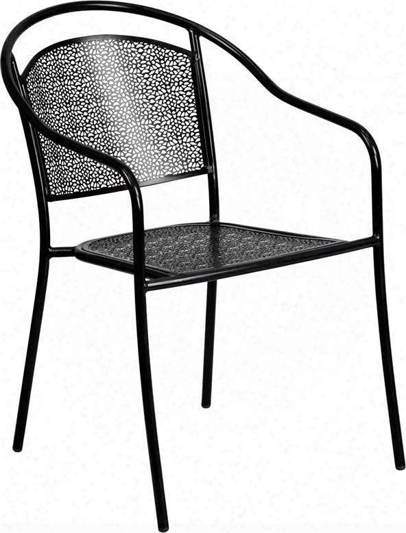 Co-3-bk-gg Black Indoor-outdoor Steel Patio Arm Chair With Round