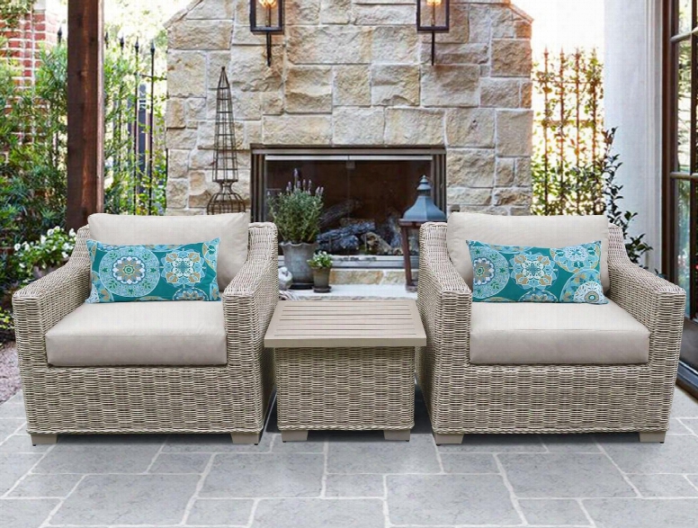 Coast Collection Coast-03a 3-piece Outdoor Wicker Patio Furniture Set 03a With 2 Chairs And 1 End Table In 1 Cover Option: