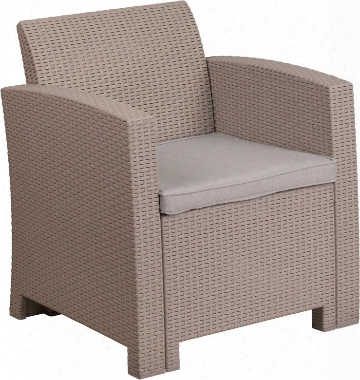 Dad-sf2-1-gg Charcoal Faux Rattan Chair With All-weather Light Gray