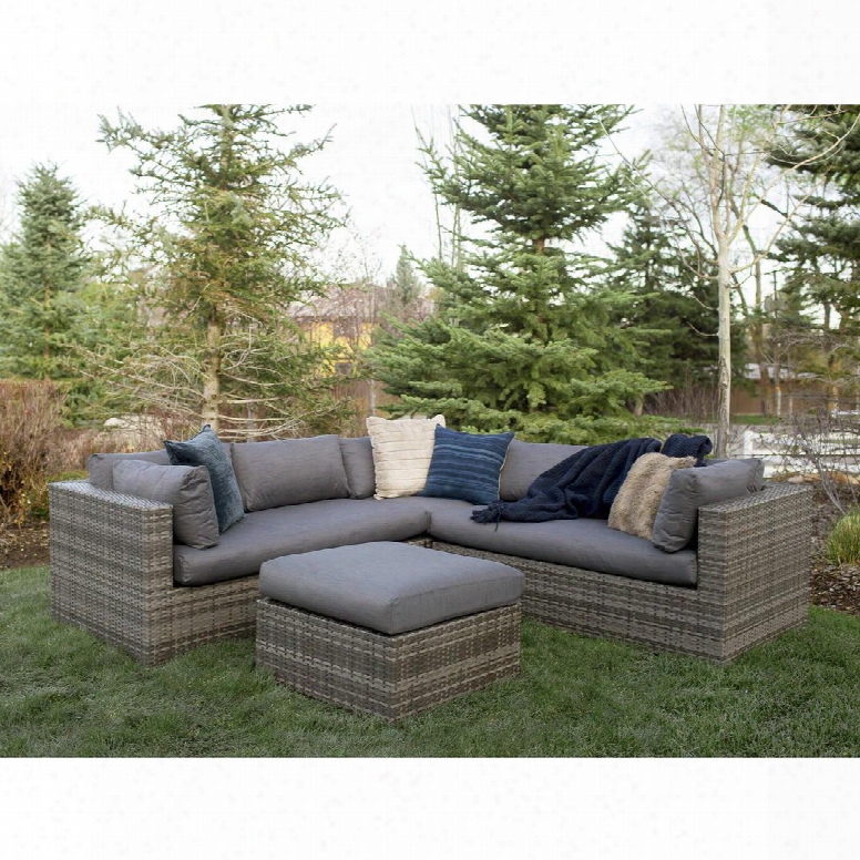 Or4scgy 4-piece Gray Multi-shade Rattan Sectional With Cushions In